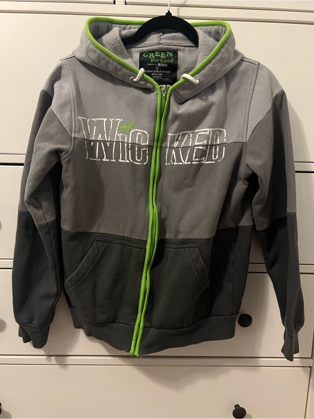 Official Wicked Hooded Zip-Up Jacket - Gray with Lime Trim